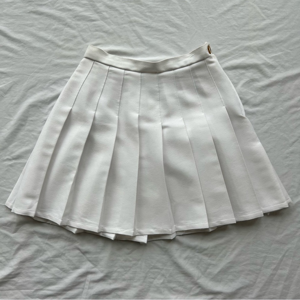 White Pleated Preppy Tennis Skirt